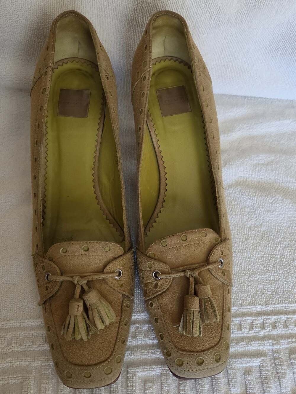 Coach Women Jude Suede Tassel Pumps in Camel 8.5 B